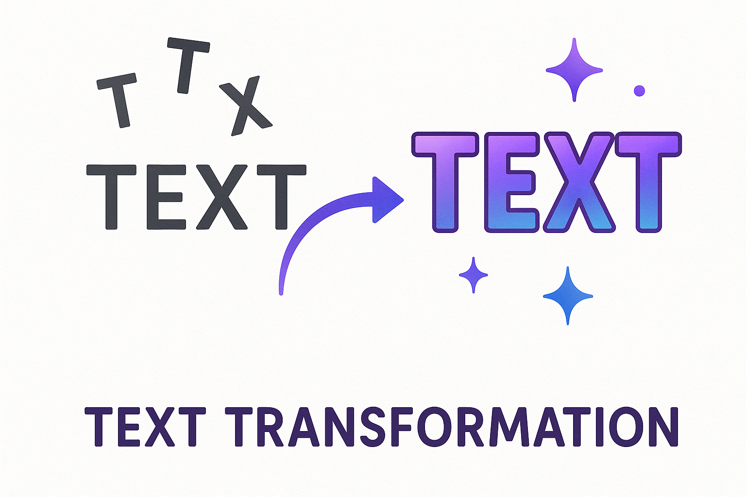 Text transformation illustration showing plain text being converted to bold, italic, and stylized Unicode characters
